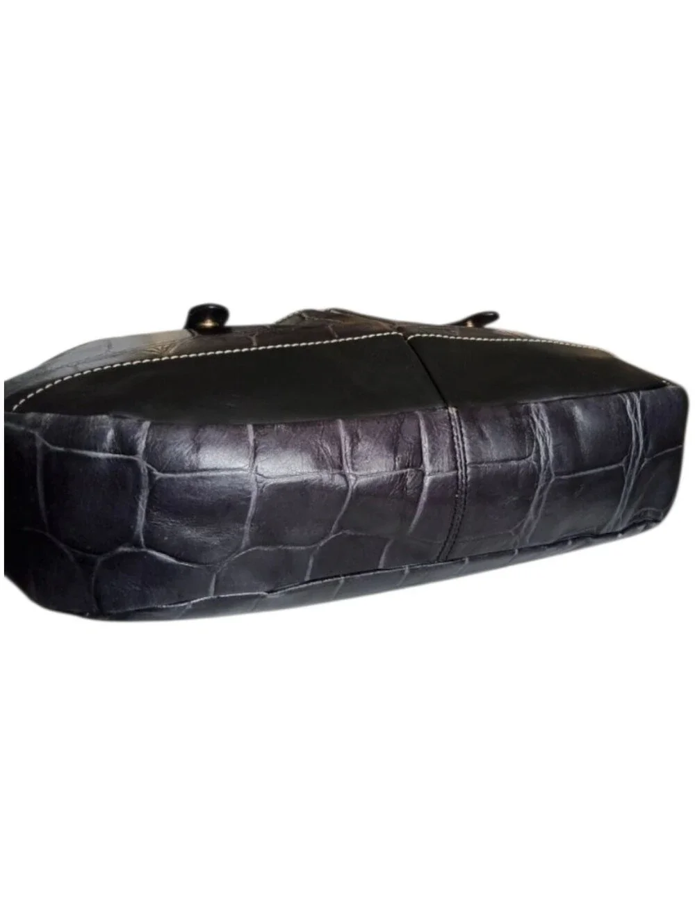 Dooney & Bourke Black Croc-Embossed Leather Shoulder Bag
